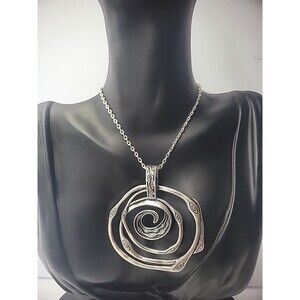 Vintage Premier Designs Silver Swirl Pendant Silver Tone Unbranded Chain Jewelry